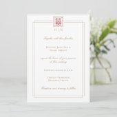 Modern Elegant Double Happiness Chinese Wedding Invitation (Standing Front)