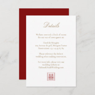 Modern Elegant Double Happiness Wedding Details Invitation