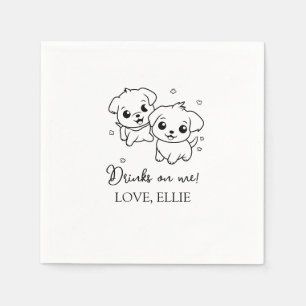 Modern Elegant Drinks On Me Photo Pet Wedding Napkins