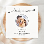 Modern Elegant Drinks On Me Photo Pet Wedding Napkins<br><div class="desc">Drinks On Me! Add the finishing touch to your wedding with these cute custom photo wedding napkins . Perfect for your wedding after party and reception, and as wedding favors for your guests. Customize these photo dog wedding napkins with your favorite wedding photo, dog of honors photo, or your newlywed...</div>