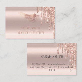 Modern Elegant drips golden rose Business Card