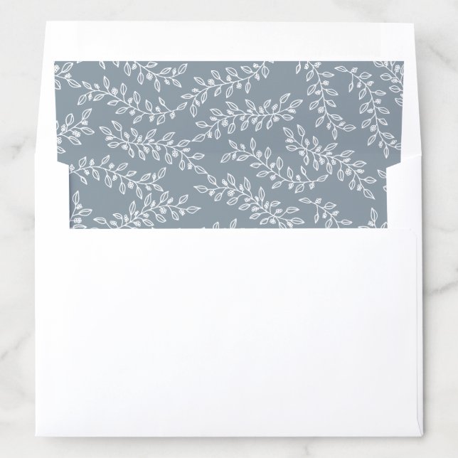 Modern Elegant Dusty Blue Boho Botanical Wedding Envelope Liner (In Envelope)