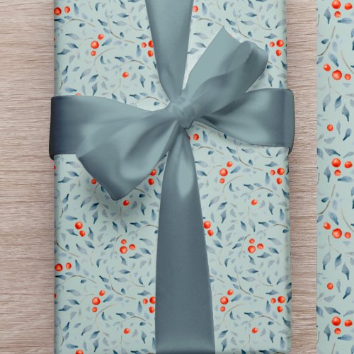 Modern elegant dusty blue Christmas packaging Satin Ribbon