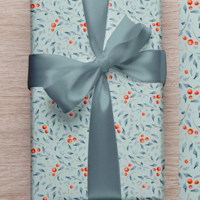 Modern elegant dusty blue Christmas packaging Satin Ribbon (Creator Uploaded)