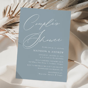 Modern Elegant Dusty Blue Couple's Shower Invitation
