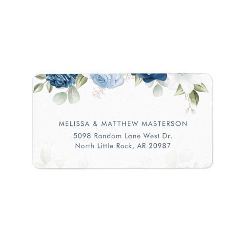 Modern Elegant Dusty Blue Floral Wedding Label
