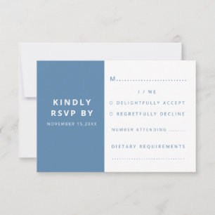 Modern Elegant Dusty Blue Minimalist Wedding RSVP Card