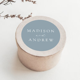 Modern Elegant Dusty Blue Wedding Classic Round Sticker