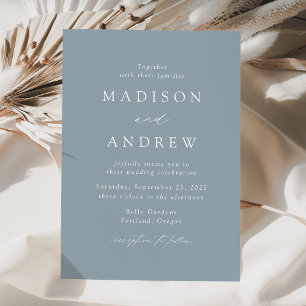 Modern Elegant Dusty Blue Wedding Invitation