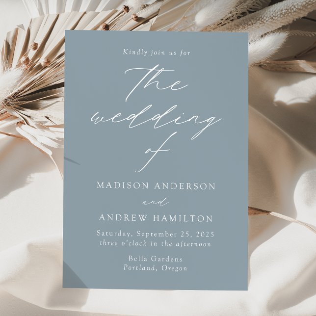 Modern Elegant Dusty Blue Wedding Invitation (Creator Uploaded)