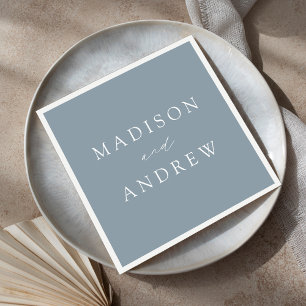 Modern Elegant Dusty Blue Wedding Napkins