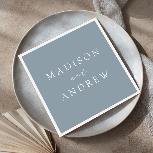 Modern Elegant Dusty Blue Wedding Napkins (Creator Uploaded)