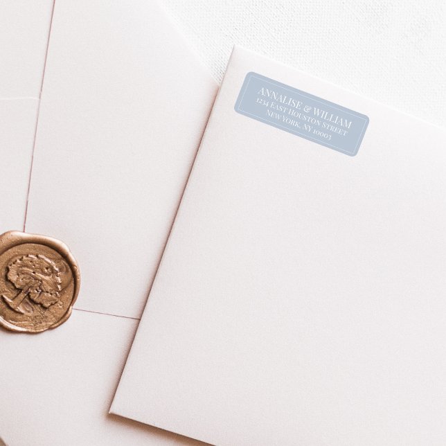 Modern Elegant Dusty Blue Wedding Return Address Label (Creator Uploaded)