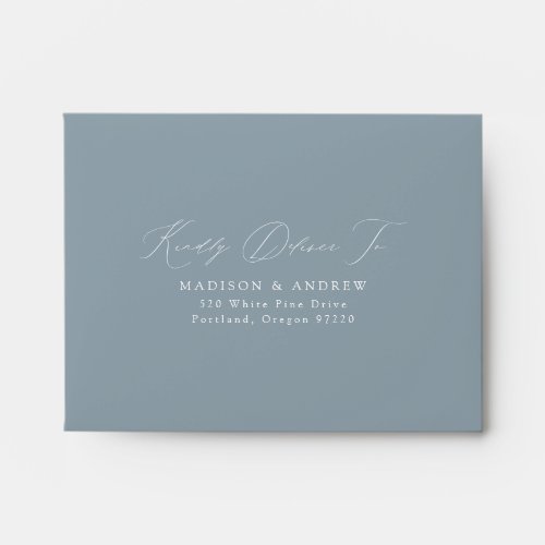 Modern Elegant Dusty Blue Wedding RSVP Envelope