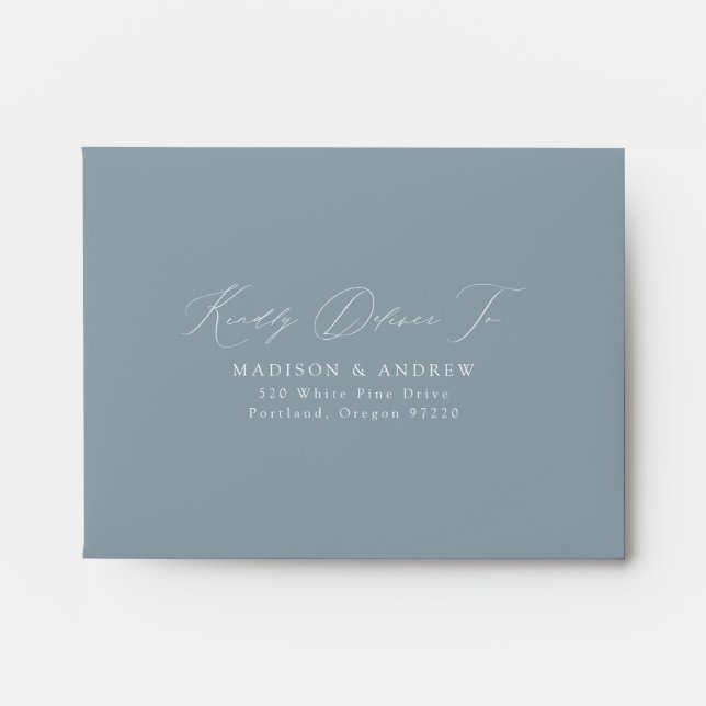 Modern Elegant Dusty Blue Wedding RSVP Envelope (Front)