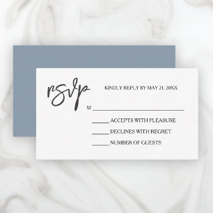 Modern Elegant Dusty Blue White RSVP Card