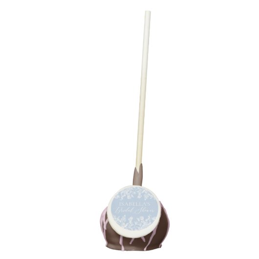 Modern Elegant Dusty Blue Wildflower Bridal Shower Cake Pops (Front)