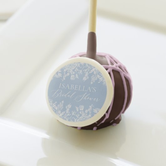 Modern Elegant Dusty Blue Wildflower Bridal Shower Cake Pops (Front Insitu)