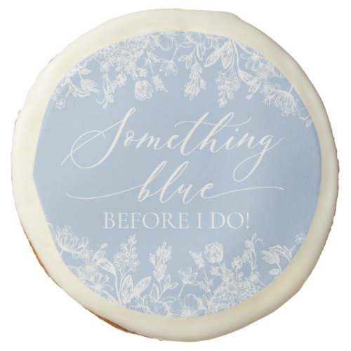 Modern Elegant Dusty Blue Wildflower Bridal Shower Sugar Cookie