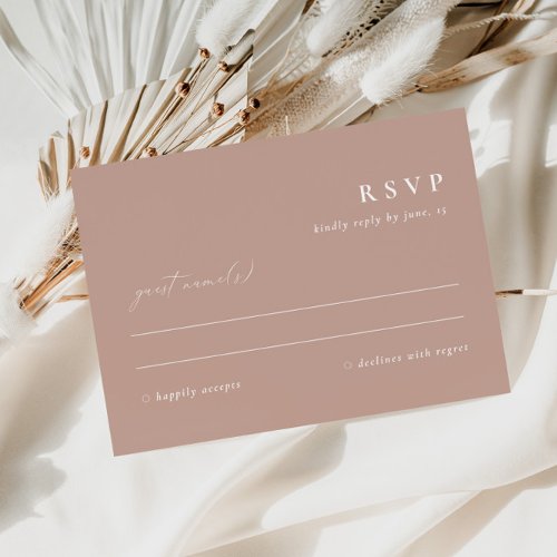 Modern Elegant Dusty Blush Pink RSVP Card 