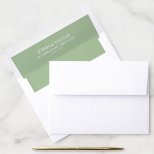 Modern Elegant Dusty Green Wedding Envelope Liner