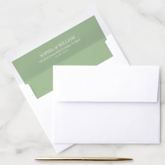 Modern Elegant Dusty Green Wedding Envelope Liner
