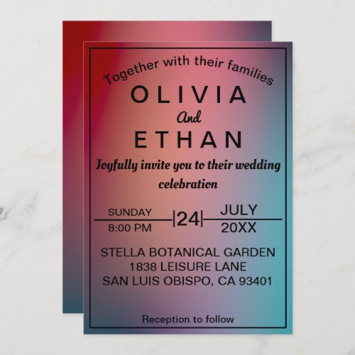 Modern elegant dusty neon Wedding Invitation