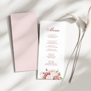 Modern Elegant Dusty Rose Hydrangea Wedding Menu