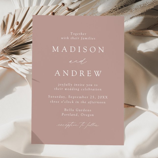 Modern Elegant Dusty Rose Minimalist Wedding Invitation (Creator Uploaded)
