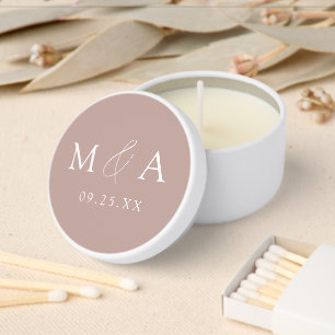 Modern Elegant Dusty Rose Monogram Wedding Mini Candle Favors