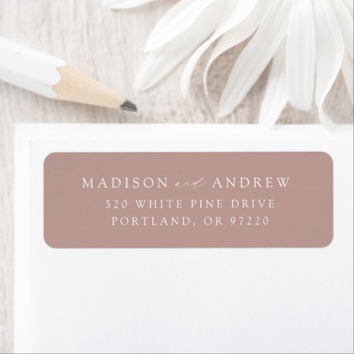 Modern Elegant Dusty Rose Wedding Return Address Label