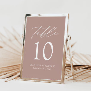Modern Elegant Dusty Rose Wedding Table Number