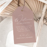 Modern Elegant Dusty Rose Wedding Welcome Gift Tags<br><div class="desc">These elegant calligraphy wedding welcome gift tags are perfect for both casual and formal weddings. The design features a modern white calligraphy script with a dusty rose background or color of your choice. Personalize the dusty rose wedding welcome gift tags with a short welcome message, your names, etc. The minimalist...</div>