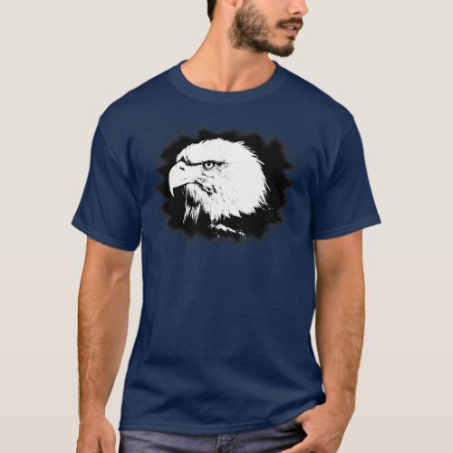 Modern Elegant Eagle Head Navy Blue Template T_Shirt