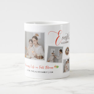 Modern Elegant Easter Blessings Script 3 Photo Giant Coffee Mug