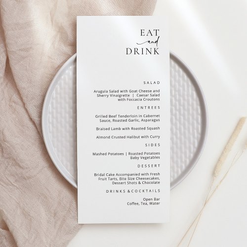 Modern Elegant Eat and Drink Menu Card