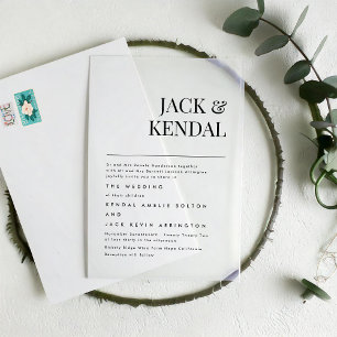 Modern Elegant Editable Names Wedding Acrylic Invitations