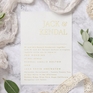 Modern Elegant | Editable Names Wedding Gold Foil Invitation