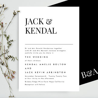 Modern Elegant | Editable Names Wedding Invitation
