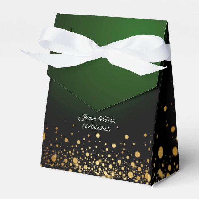 Modern Elegant Emerald Green elegant favor boxes (Front Side)