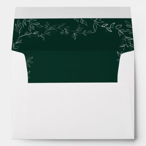 Modern Elegant Emerald Green Rustic Return Address Envelope