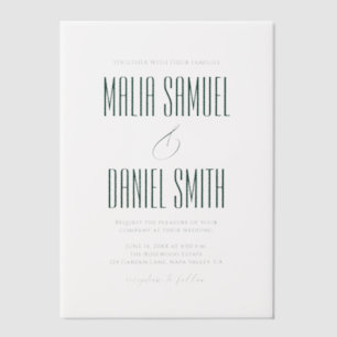 Modern Elegant Emerald Green Wedding Vellum Invitations