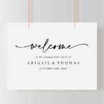 Modern Elegant Engagement Party Welcome   Poster<br><div class="desc">This modern elegant engagement party welcome poster is perfect for a simple engagement celebration. The design features classic and fancy script typography in black and white.

Make this poster your own by adding the name of the bride and groom,  and the date of the engagement.</div>