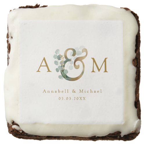 Modern elegant eucalyptus ampersand wedding    brownie