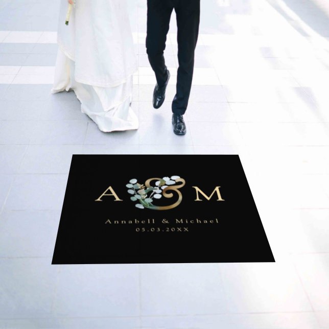 Modern Elegant Eucalyptus Ampersand Wedding Floor Decals (Wedding)