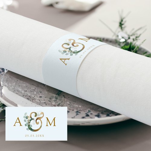 Modern elegant eucalyptus ampersand wedding    napkin bands