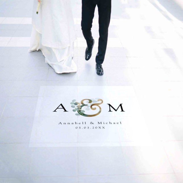 Modern Elegant Eucalyptus Ampersand Wedding Napkin Floor Decals (Wedding)