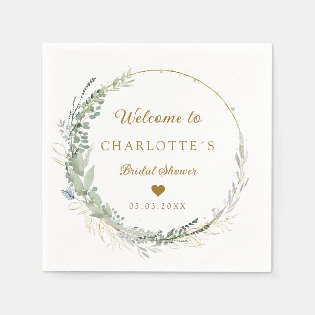 Modern, elegant eucalyptus bridal party Serviett Napkins (Front)