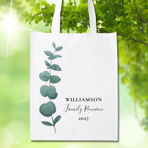 Modern Elegant Eucalyptus Family Reunion  Grocery Bag