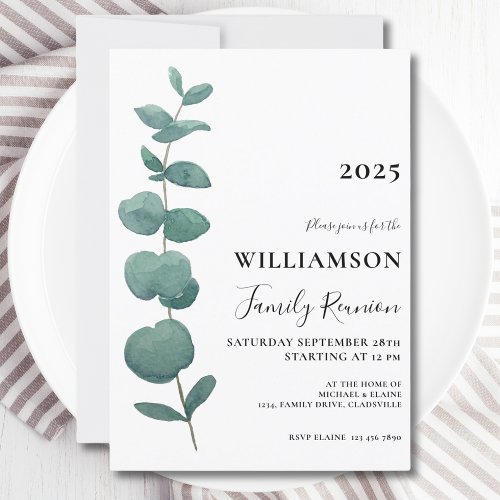 Modern Elegant Eucalyptus Family Reunion Invitation